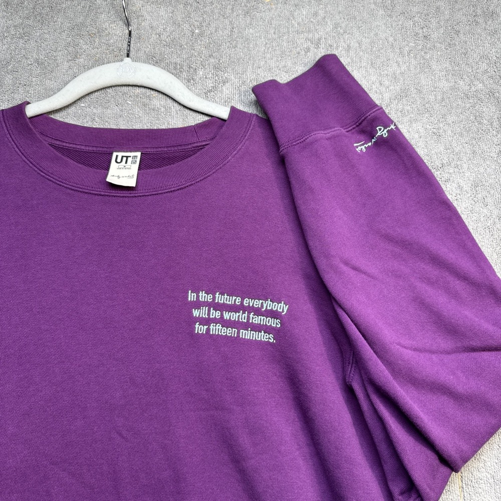 Uniqlo Andy Warhol Purple Sweatshirt Medium Graphic Crew Neck Art Print Pop